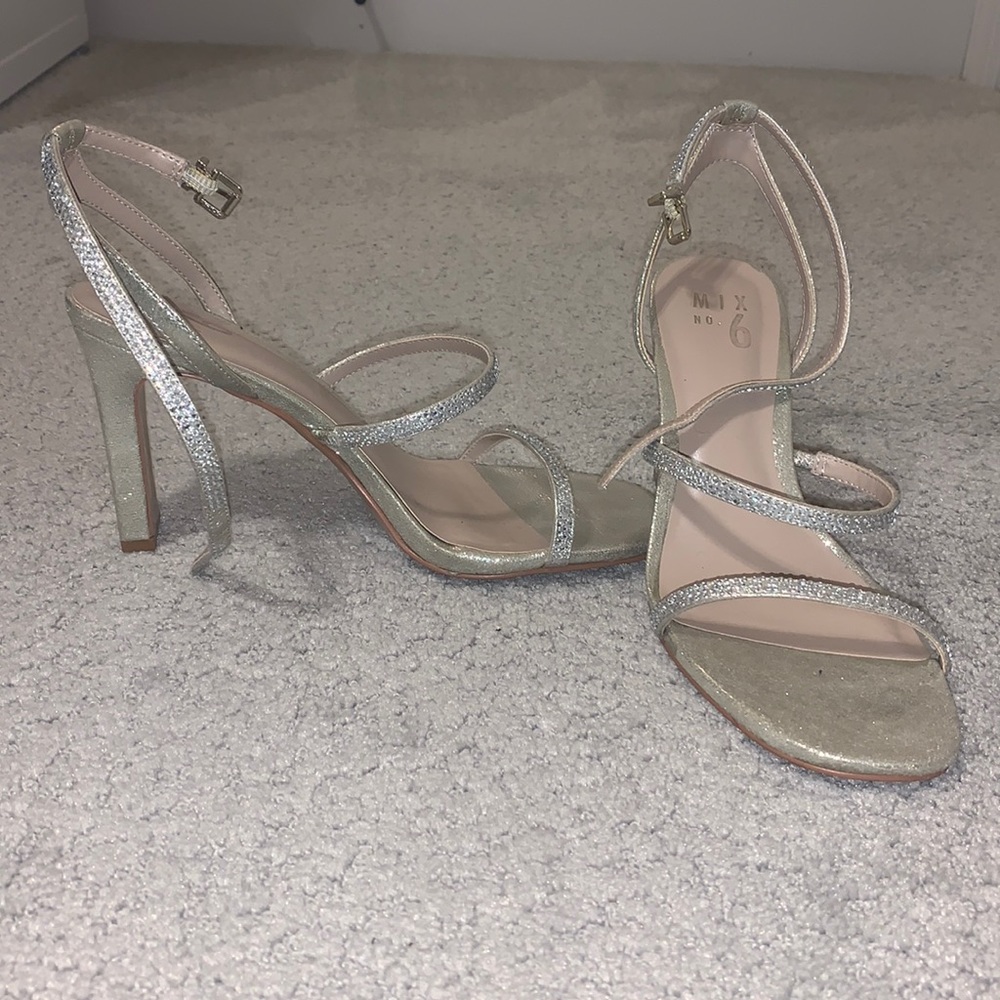 Shiny gold heels